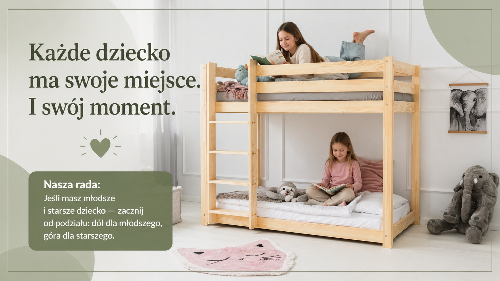 piętrowe drewniane łóżko